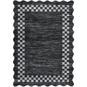 Large Scalloped Area Rug Geometric Carpet, Machine wash, Stain Resistant, for Home, Office