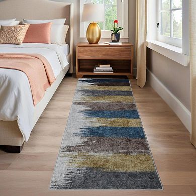 Washable Area Rugs,Modern Print Distressed Indoor Rugs for Bedroom Soft Low-Pile Area Rug