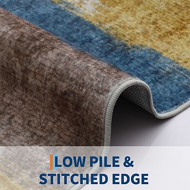 Washable Area Rugs,Modern Print Distressed Indoor Rugs for Bedroom Soft Low-Pile Area Rug