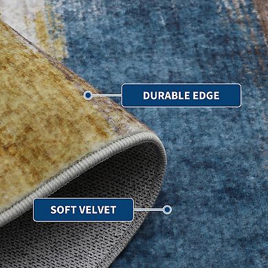 Washable Area Rugs,Modern Print Distressed Indoor Rugs for Bedroom Soft Low-Pile Area Rug