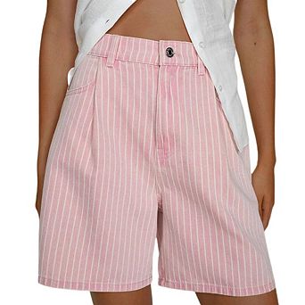 Women Striped Loose Fit Denim Shorts High Waisted Jean Trendy Summer Outfits