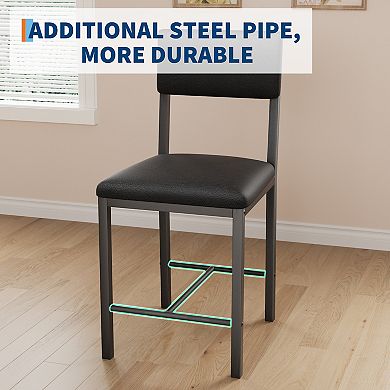 4Pack Dining Table Set, 1 Rectangular Kitchen Table & 1 Stool & 2 Upholstered Chairs