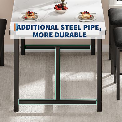 4Pack Dining Table Set, 1 Rectangular Kitchen Table & 1 Stool & 2 Upholstered Chairs