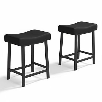 Bar Stools Set of 2, 24 Inch PU Leather Counter Height Stools for Kitchen Island Dining Room