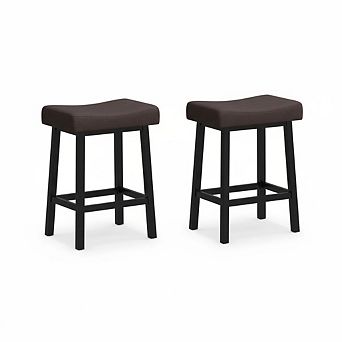 Bar Stools Set of 2, 24 Inch PU Leather Counter Height Stools for Kitchen Island Dining Room