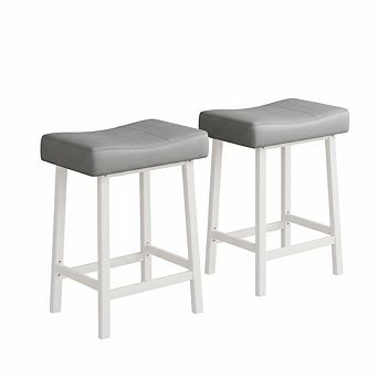 Bar Stools Set of 2, 24 Inch PU Leather Counter Height Stools for Kitchen Island Dining Room