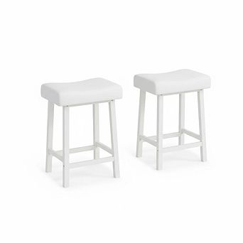 Bar Stools Set of 2, 24 Inch PU Leather Counter Height Stools for Kitchen Island Dining Room