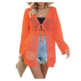 Women's Kimono Beach Cover Up Crochet Swimsuit Coverups Summer Loose Knit Cardigans