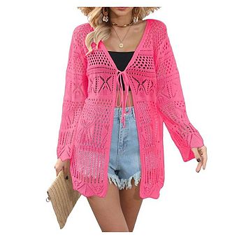 Women's Kimono Beach Cover Up Crochet Swimsuit Coverups Summer Loose Knit Cardigans