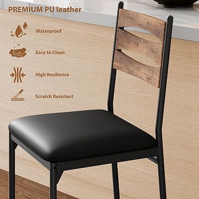 Bar Stools, Retro Faux Leather Upholstered Stools with Backrest for Kitchen Island Home Bar Bedroom
