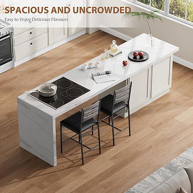 Bar Stools, Retro Faux Leather Upholstered Stools with Backrest for Kitchen Island Home Bar Bedroom