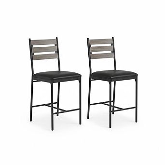 Bar Stools, Retro Faux Leather Upholstered Stools with Backrest for Kitchen Island Home Bar Bedroom