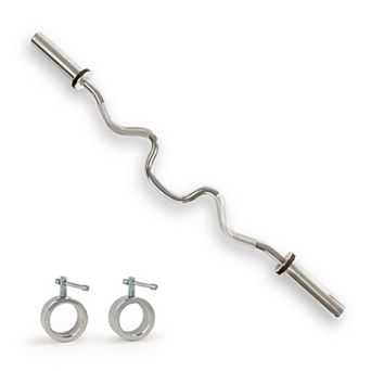 Sunny Health & Fitness 48” Super Curl Olympic Barbell Bar