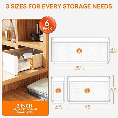 6 Pieces Acrylic Drawer Organizer