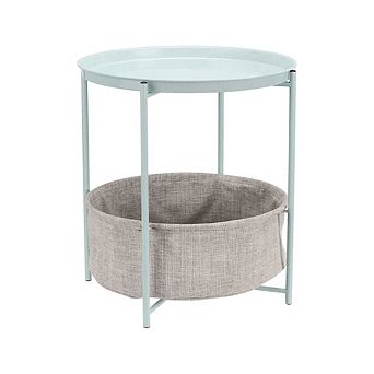 Round End Table With Fabric Basket