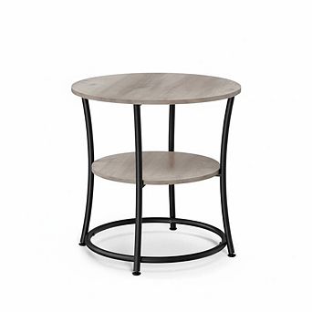 Round End Table With Steel Frame