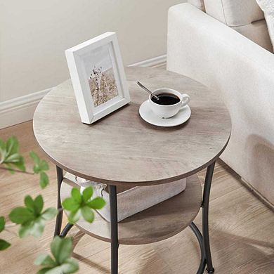Round End Table With Steel Frame