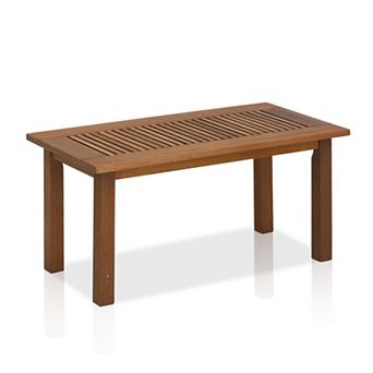 Furinno 35.2" x 17.3" Outdoor Patio Dining Table, Rectangle Wood for Beach & Garden