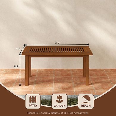 Furinno 35.2" x 17.3" Outdoor Patio Dining Table, Rectangle Wood for Beach & Garden