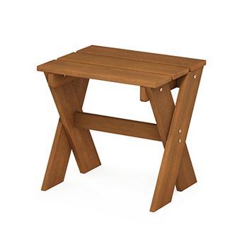 Furinno 17" x 18" Meranti Wood Outdoor Patio Side Table with Flower Stand, Teak‑Oil Finish