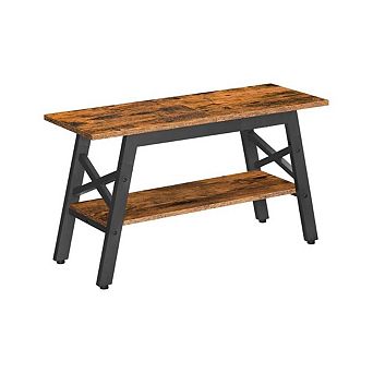 Rustic Brown Industrial Hallway Bench