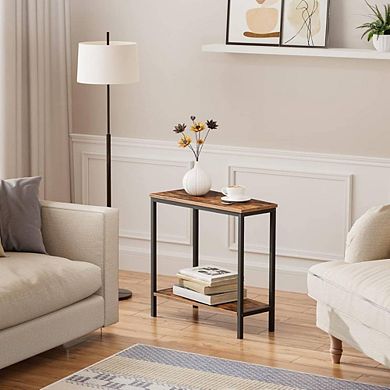 Rustic Brown Wedge Industrial End Table