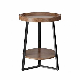 Farmhouse End Table With Storage Shelf