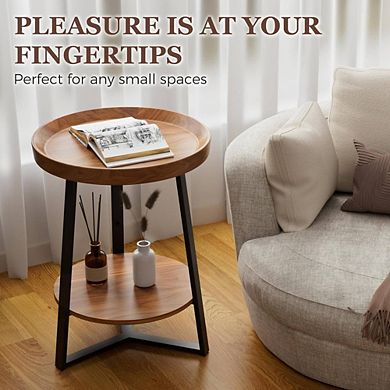 Farmhouse End Table With Storage Shelf
