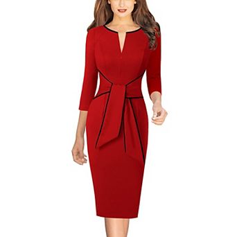 Womens Tie Waist Office Bodycon Dress