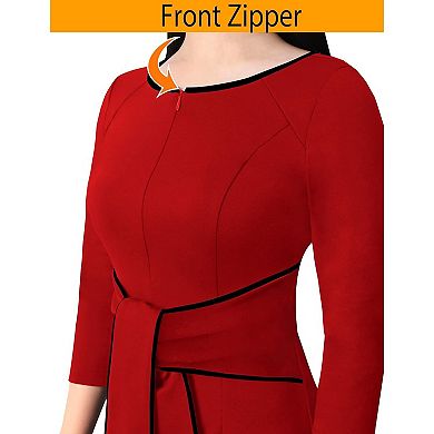 Womens Tie Waist Office Bodycon Dress