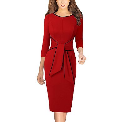Womens Tie Waist Office Bodycon Dress