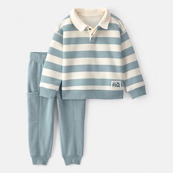 Baby Boy Carter's 2 pc Fleece Henley Top & Pants Set