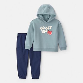 Baby Boy Carter's 2 pc "Go Get Em" Tiger Fleece Hooded Top & Pant Set