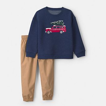 Baby Boys Carter’s 2 pc Christmas Car Fleece Pullover & Pants Set