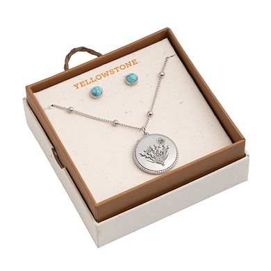 Yellowstone Silver-Tone Wildflower Pendant Necklace & Stud Earring Set