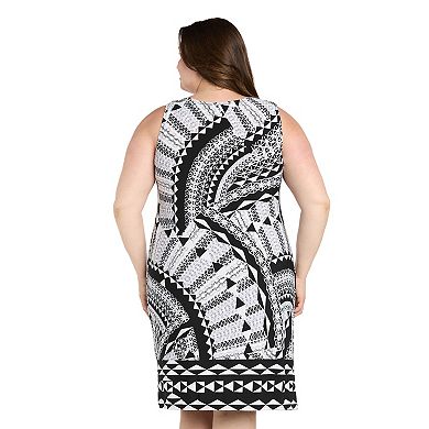 Plus Size R&M Richards Black & White Jacket & Dress Set