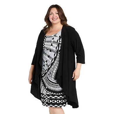 Plus Size R&M Richards Black & White Jacket & Dress Set