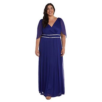 Plus Size R&M Richards Rhinestone Waist Pleated Dress