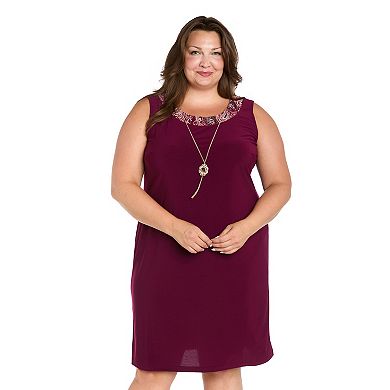 Plus Size R&M Richards Metallic Thread Printed Mesh Jacket & Dress Set