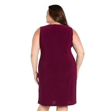 Plus Size R&M Richards Metallic Thread Printed Mesh Jacket & Dress Set