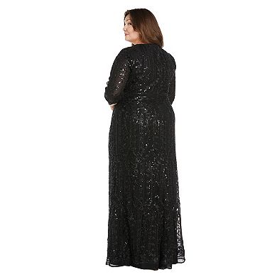 Plus Size R&M Richards Floral Embroidered Evening Gown