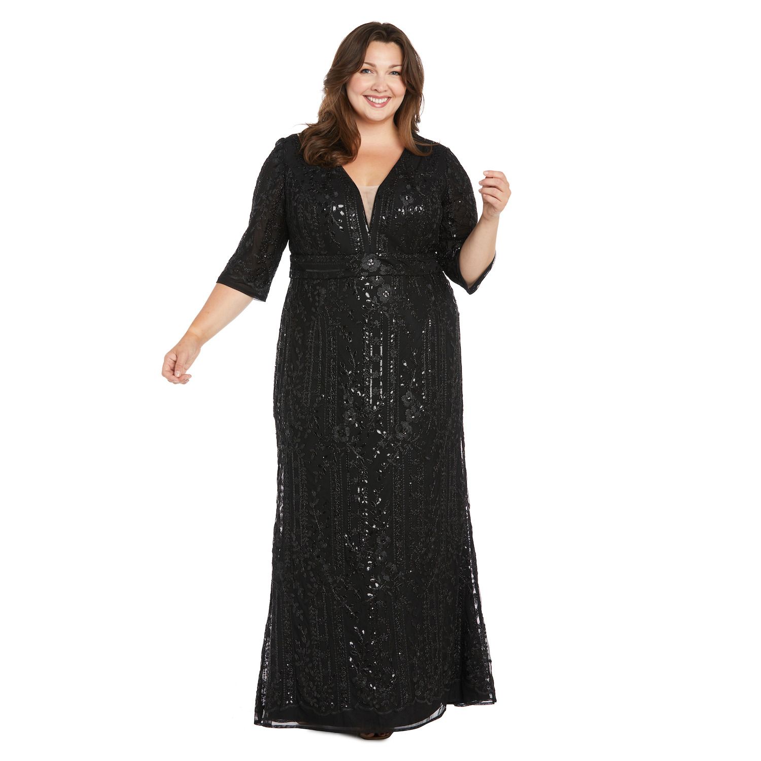 Женские платья R&M Richards Plus Size R&M Richards Floral Embroidered Evening Gown