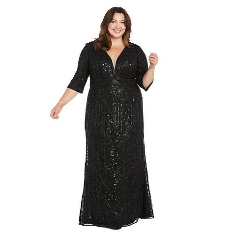 Женские платья R&M Plus Size R&M Richards Floral Embroidered Evening Gown