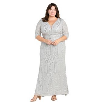 Plus Size R&M Richards Floral Embroidered Evening Gown
