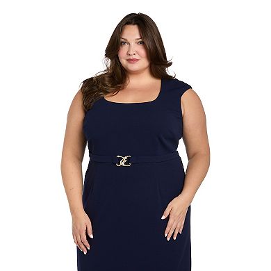 Plus Size R&M Richards Short Belted Sheath Dress