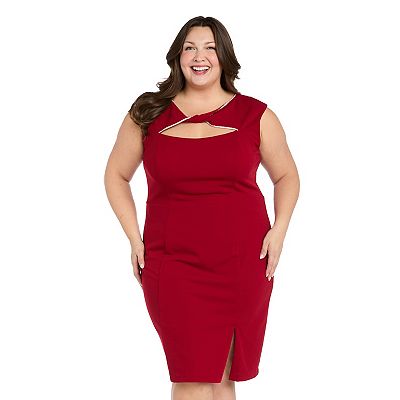 cutout plus size formal dress Plus-Size Short Wedding Guest Dress with Cut-Out Black / 22W