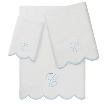 Linum Home Textiles ADORNIA Scallop Personalized Towel Set
