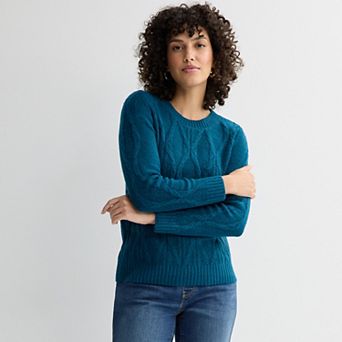 Women's Croft & Barrow® Cross Cable Knit Pullover Sweater