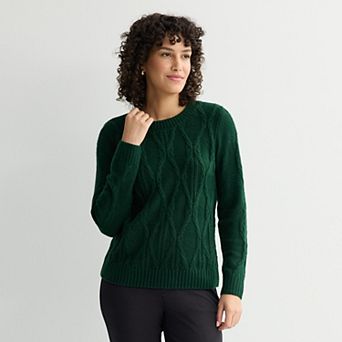 Women's Croft & Barrow® Cross Cable Knit Pullover Sweater