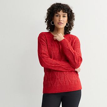 Women's Croft & Barrow® Cross Cable Knit Pullover Sweater